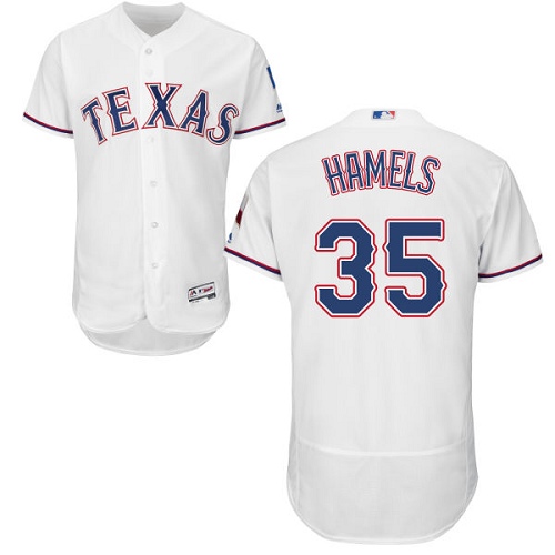 Rangers #35 Cole Hamels White Flexbase Authentic Collection Stitched MLB Jersey - Click Image to Close